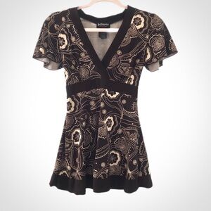 Y2K Floral Print Waist Tie Top